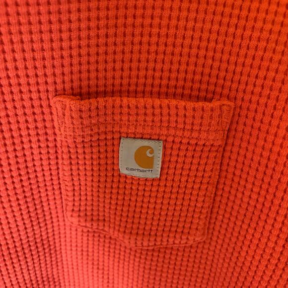 Carhartt EUC Women's Relaxed Fit Heavyweight Crewneck Thermal Shirt Orange XS - Picture 4 of 8